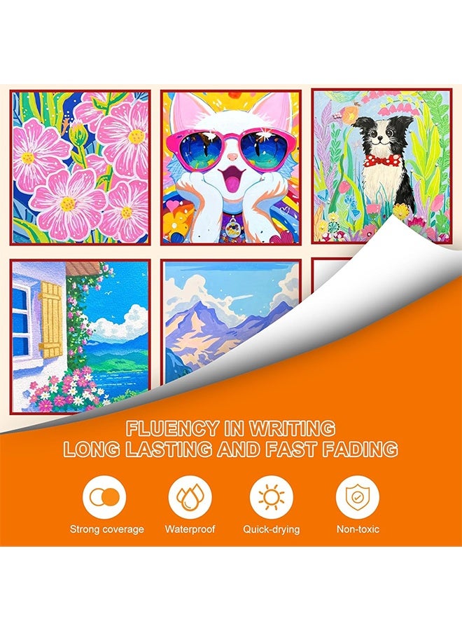 مجموعة أقلام تلوين أكريليك بـ ٢٤ لونًا، برأس ناعم، عديمة الرائحة، قابلة للتكديس، أقلام رسم سلسة التدفق للطلاب والفنانين، أقلام سريعة الجفاف ومقاومة للماء للرسم على القماش، والصخور، والخشب، والحجر، والزجاج، والسيراميك، والأقمشة، والأعمال اليدوية. - Image 3